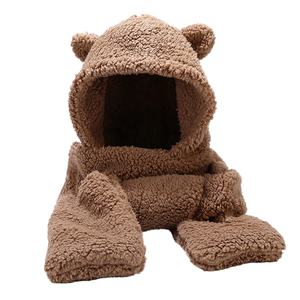 Conjunto de Gorro con Orejeras, Bufanda y Guantes de Invierno con Estampado Digital de Osito Adorable y Piel Sintética para Viajes - Product Image 1