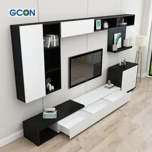 Luxury paint high gloss tv cabinet and coffee table bucket cabinet tv stand set furniture
