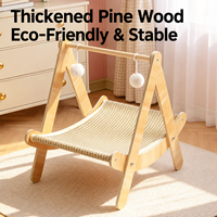 Hamac en bois pour chat, lit double couche, mobilier d'arbre à chat, chaise de repos intérieure pour chat avec cadre en bois massif, mobilier pour animaux de compagnie