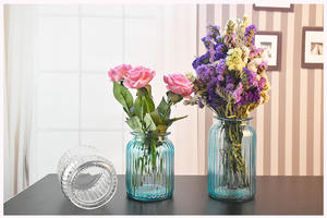 Mode Transparent rose violet bleu jaune vert rayure motif fleur <span class=keywords><strong>Vase</strong></span> taille différente <span class=keywords><strong>Vase</strong></span> pour la décoration de la maison - Product Image 2