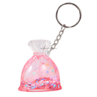 Porte-clés liquide en acrylique, mini sac porte-bonheur, avec flotteurs 3D (ours, pingouin, étoile de mer) et paillettes liquides colorées, personnalisable, cadeau