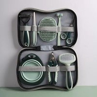 Kit de toilettage portable pour animaux de compagnie en gros – Ensemble de brosses de voyage 8-en-1 pour chiens et chats avec sac en TPR