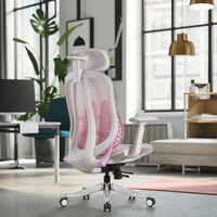 Chaise de bureau économique moderne avec appui-tête réglable 4D, dossier haut en maille, pivotante, réglable en hauteur, ergonomique, soutien lombaire automatique, base en acier