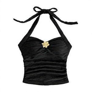 New Arrival Women Summer Breathable Halter Casual <b>Sequined</b> Short Crop Tank <b>Tops</b> - Product Image 3