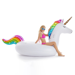 Flotteur de <span class=keywords><strong>piscine</strong></span> gonflable géant en forme de licorne à monter avec des poignées Grand bateau de plage gonflable pour enfants et adultes Fête d'été - Product Image 3