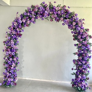 Arco de flores en forma de U de seda morada lujosa, adecuado para decoración de bodas y eventos. - Product Image 6