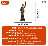 Lampe torche personnalisée de haute qualité en bronze moulé sur pied pour femme Sculptures pour cour extérieure Villa Décoration Métal Artisanat