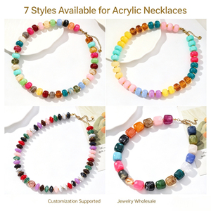 Collar de acrílico TeoWaki de 7 estilos, collar de cuentas de ábaco con cadena extensible ajustable, joyería de moda para mujer, venta <span class=keywords><strong>al</strong></span> por mayor - Product Image 1