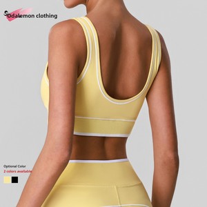 Top Deportivo de Yoga en Forma de U con Espalda Cruzada en Contraste de Color, de Spandex/Nylon, para Fitness de Alta Intensidad, con Almohadillas en el Pecho - Product Image 2