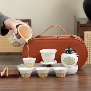ชุดน้ำชาจีนกังฟู พอร์ซเลน 200 มล. ดีไซน์คลาสสิก กาน้ำชา ถ้วย กิวอัน และถาดชา - Product Image 5