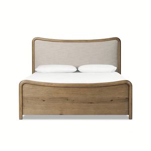 Solid Wood Rattan <b>Bed</b> Frame Vintage Washed Wooden Cane Headboard <b>Bed</b> Bedroom Furniture <b>Queen</b> <b>Size</b> Wooden <b>Bed</b> - Product Image 2
