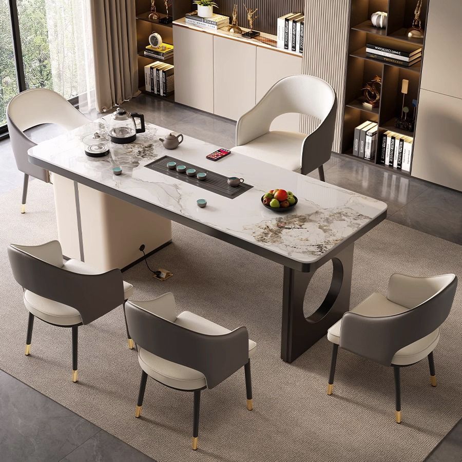 Slab tea table and 5 space chairs