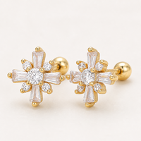 Boucles d'oreilles clous Muweike en argent sterling 925 vermeil avec zircon, design croix, minimalistes et tendance, pour femme, bijoux fins