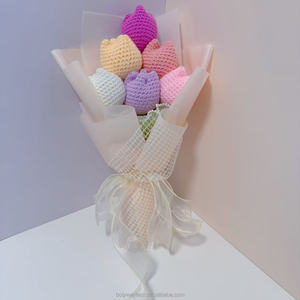 ช่อดอกไม้โครเชต์ถักมือแบบคลาสสิกทรงดอกทิวลิปปิด  ขายส่ง - Product Image 2