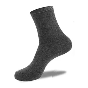 Wholesale Men's Anti-Bacterial Crew <b>Socks</b> – Black <b>Grey</b> Plain Business Design, Anti-Smell Cotton Formal Dress <b>Socks</b> - Product Image 3