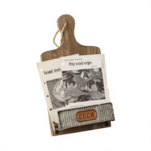Wood Galvanized Portable Folding Modern Recipe <b>Cookbook</b> <b>Holder</b> Cook Book Stand Kitchen - Product Image 1