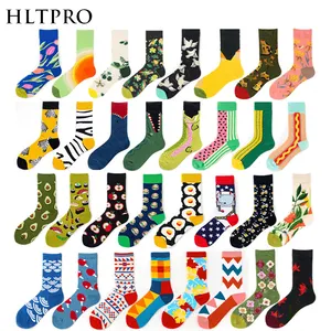 HLTPRO-Calcetines de algodón informales con estampado de flores para mujer