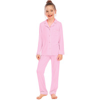 Conjunto de Pijama Cómodo de Bambú para Niños de 2 Piezas Ropa de Dormir de Manga Larga para Niña o Niño