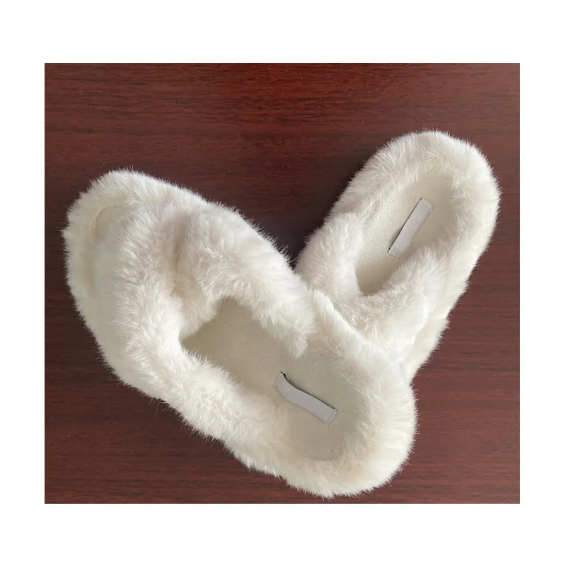 customized faux fur slippers super soft faux fur sheep skin embossed women fashion fur slippers Sheepskin slippers