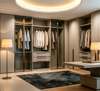 Dressing de Luxe Modulaire Personnalisé avec Portes Vitrées et Finitions Dorées pour Rangement de Chambre Principale de Villa