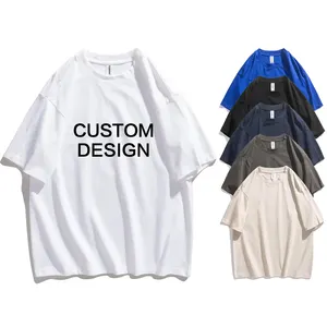 High Quality 260g Heavyweight 100% Cotton Plain Oversized Drop Shoulder T Shirt Sreen Print Men's T-shirt