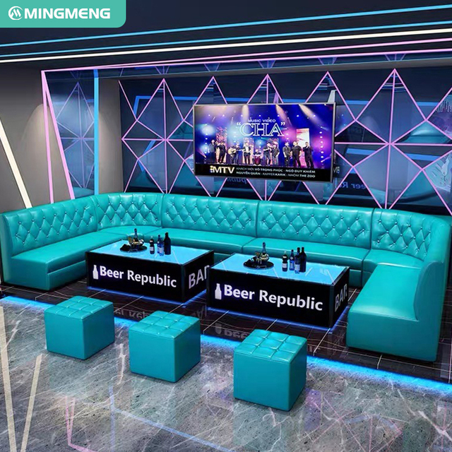 Modern KTV Chairs and Coffee Table Sofa Booth Set for Bars Restaurants Hotels Pubs-Night Club Furniture Design