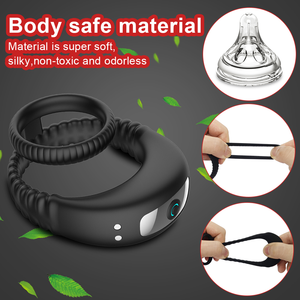 Hoge Kwaliteit Siliconen Sterke Dubbele Haan Ringen Vibrerende Mannelijke Penis Bondage Ring Duurzame Training Volwassen Seksproduct - Product Image 5