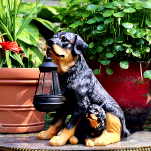 Lámpara Solar para Jardín con Diseño de Perro <span class=keywords><strong>Labrador</strong></span> Madre e Hijo, Adorno de Resina para Decoración de Exteriores - Product Image 2