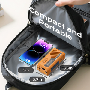 راديو للطوارئ مع كابلات شحن 3 في 1، مزود بـ 4 منافذ طاقة وبطارية AAA سعة 2000 مللي أمبير، يعمل بالتدوير اليدوي والطاقة الشمسية مع إنذار SOS ومصباح يدوي وراديو تنبيهات NOAA - Product Image 4