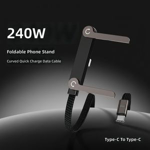 Cable USB C a USB C de 240W PD 3.1 con Soporte Plegable, Cable de Carga Rápida Trenzado de Aleación de Zinc para Teléfono 17 16 15 <span class=keywords><strong>Pro</strong></span> Max, Mac, Samsung - Product Image 2