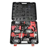 Juego de Herramientas Eléctricas Inalámbricas de 21V, 4 Piezas, Martillo, Amoladora, Llave Inglesa, Taladro, OEM, Bricolaje, Reparación del Hogar, Caja de Plástico Portátil
