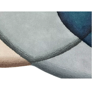Tapis de luxe fait main en laine et soie, moderne, artistique, fluide, vert et bleu, à motifs floraux, tufté, à boucles, pour revêtement de sol - Product Image 1