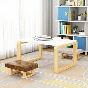 Tabouret bas pour usage domestique, en bois massif, avec housse amovible, design moderne, pour salon, chambre à coucher, enfants et adultes - Product Image 3