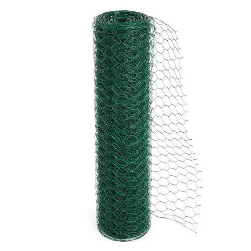 En iyi kalite 1 inç örgü delik 0.7MM çap 1.8M genişlik 30M uzunluk 22 ölçer yeşil siyah PVC altıgen tel örgü