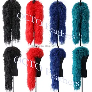 Custom Design 2 Yards Heavyweight 1-10 Ply Hot-selling Natural White Fluffy Ostrich Feather Boa Trimming