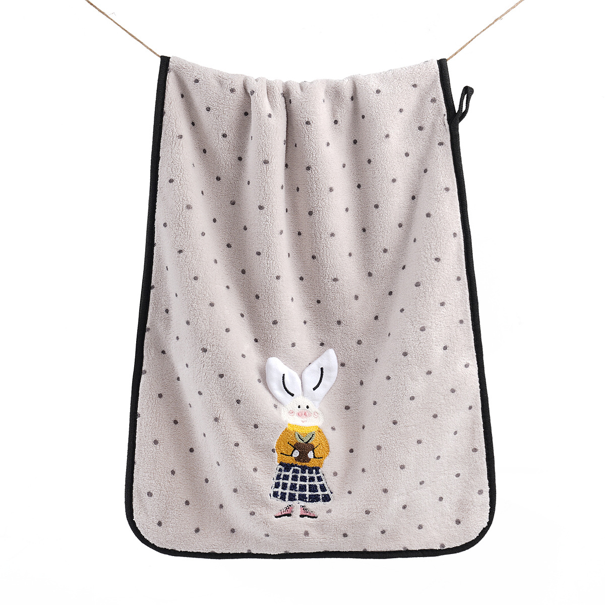 Serviette cochon à pois en polaire corail [violet clair]