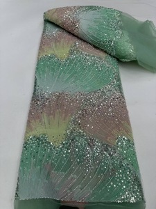 Ni. Ai phong cách mới sáng bóng sequin ren vải Lưới Ngọc Trai ren đính cườm váy ren vải đầy màu sắc ren Bridal DRESS vải - Product Image 2