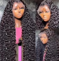Perruques sans colle en cheveux humains vierges vietnamiens, double épaisseur, avec dentelle transparente HD, longues, noires naturelles, de luxe pour femmes