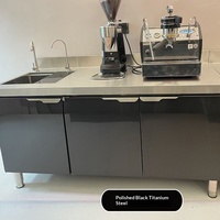 Konter Bar Kopi dari Baja Anti Karat Titanium Hitam Matte, Gaya Vintage Industrial, Meja Kasir Buatan Khusus, Buatan China