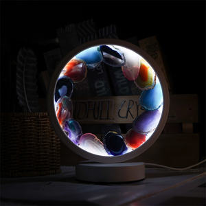 Nouveau Design Romantique Cristal Artisanat Coloré Poli Agate <span class=keywords><strong>Tranche</strong></span> Réglable Lumière Table Veilleuse Pour La Décoration Intérieure - Product Image 4