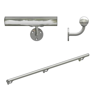 Pasamanos de Pared Contemporáneo Ø 42,4 Inox AISI 316 Acabado Satinado Tipo 1 con 6 Soportes 5,00 Mt de Longitud para Barandillas - Product Image 3