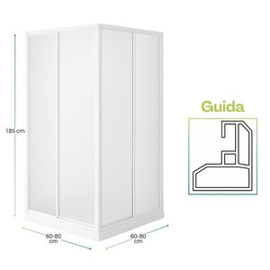 Box Doccia Angolare 80x80 Cm Altezza 185 Cm Porta Scorrevole Centrale Reversibile con Maniglia - Product Image 2