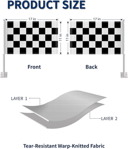 2 шт. гоночных флагов для автомобиля 30x45 см, двусторонние, устойчивые к разрывам, с клипсой, утолщенным древком, черно-белые - Product Image 2