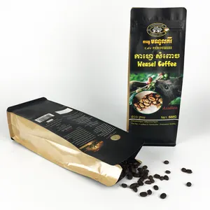 125g 250g 500g 1kg Matt selesai hitam Ziplock kopi panggang aluminium Foil bawah datar tas biji kopi dengan katup