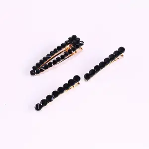 Beads Hair Clips Geometric Hair Grips Triangular Rectangle Pearl Beads Snap Barrettes For Women
