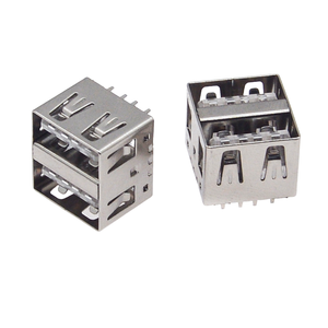 Prise USB 2.0 Type-A femelle, montage vertical double-étage à travers trou, corps court sans rebord, isolateur transparent - Product Image 4