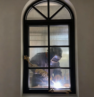 Ventana de Acero y Hierro para Villa de Lujo, Marco Delgado con Rotura de Puente Térmico, Doble Acristalamiento Aislante, Estilo Francés, Rejilla Minimalista