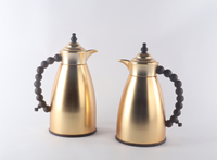 Ensemble de thermos à café de luxe avec poignée perlée, 1,0 L et 0,7 L, avec intérieur en verre rose, carafe à thé arabe, cadeau de mariage de luxe