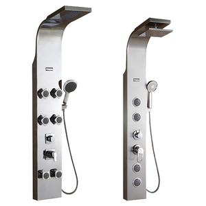 Système de douche mural en acier inoxydable poli avec mitigeur de douche à effet pluie et cartouche céramique pour usage hôtelier - Product Image 1