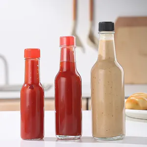 Barattolo di Salsa di Ketchup lungo alto 250Ml da 8 once di vetro per cucinare Salsa Tabasco bottiglia di condimento in vetro con tappo a laccio